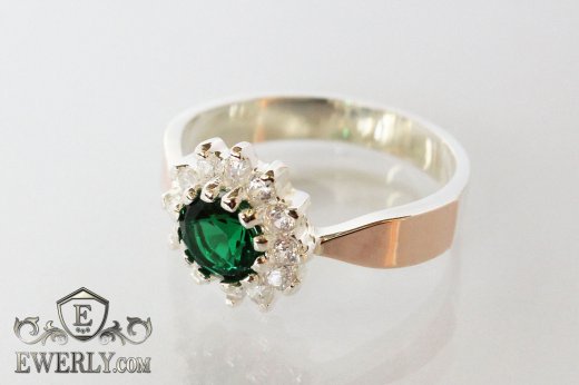 Women's ring of sterling silver with stones, фото