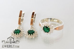 Set : earring of sterling silvers and ring of sterling silver, фото