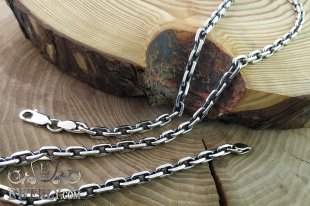 Men's chain "Anchor with edges" of  silver, фото