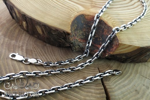 Men's chain "Anchor with edges" of  silver, фото