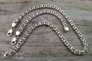 Set : chain and bracelet "Arabic bismarck with stones" of sterling silver, фото