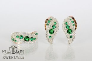 Kit : earring of sterling silvers and ring of sterling silver, фото