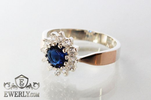 Women's ring of  silver with stones, фото
