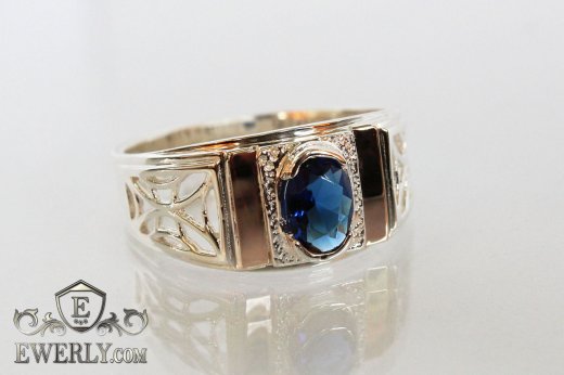 Ring of sterling silver with stones for men, фото