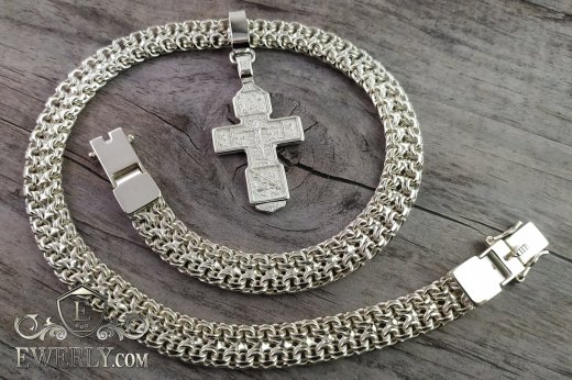 Cross and chain of silver, фото
