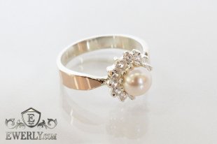 Women's ring of sterling silver with stones, фото