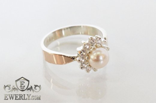 Women's ring of sterling silver with stones, фото
