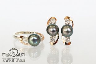 Set : earring of sterling silvers and ring of sterling silver, фото