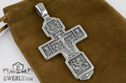 Pectoral men's cross with blackening, фото