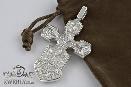 Big cross of sterling silver for men, фото