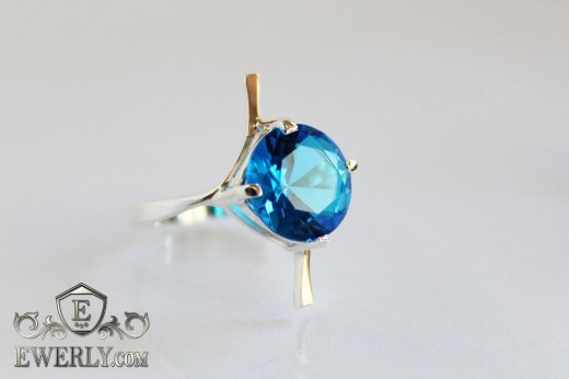 Ring of sterling silver with stones for women, фото