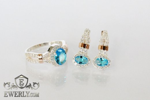 Set : earring of sterling silvers and ring of sterling silver, фото
