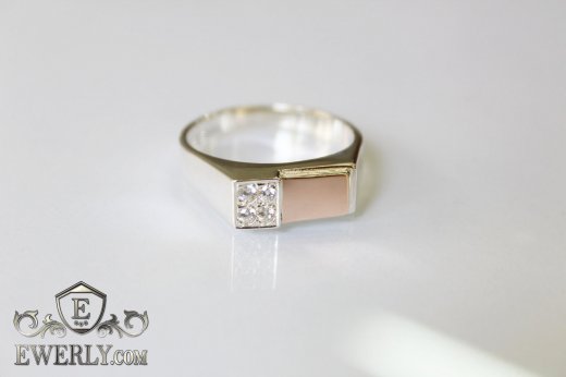 Men's ring of silver with stones, фото
