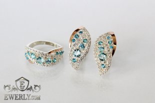 Set : earring of  silvers and ring of  silver, фото