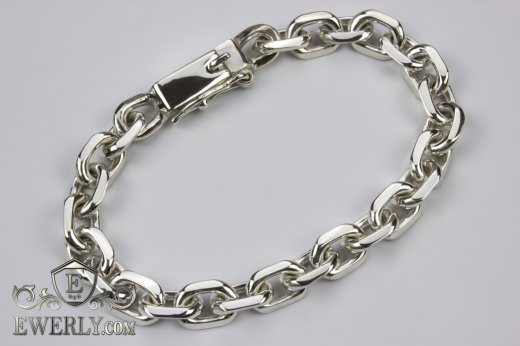 Big bracelet "Anchor with edges" of sterling silver for men, фото