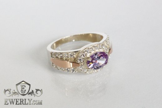 Ring of  silver with stones for women, фото