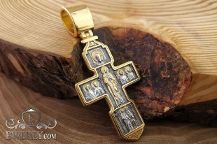 Men's pectoral cross with gilding and blackening, фото