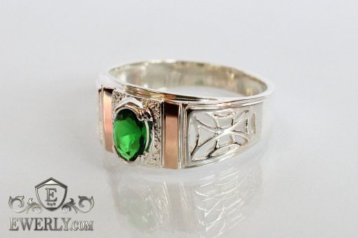 Men's ring of sterling silver with stones, фото