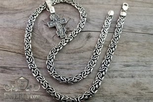 Kit : pendant of sterling silver and chain "Fox tail (Valkyrie)", фото
