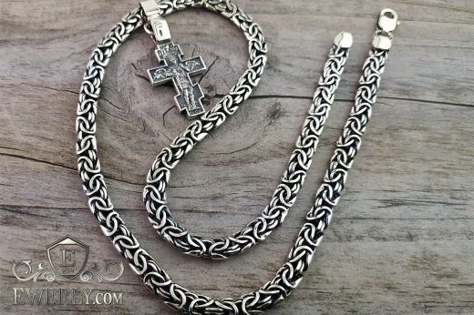 Kit : pendant of sterling silver and chain "Fox tail (Valkyrie)", фото