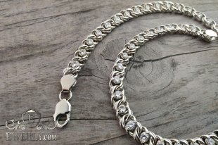 Chain "Arabic bismarck with stones" of sterling silver, фото