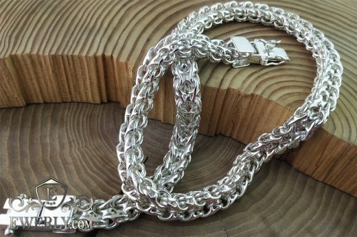 Men's silver chain "Double stream" 200 grams, фото