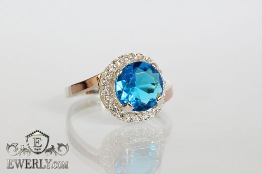Women's ring of sterling silver with stones, фото