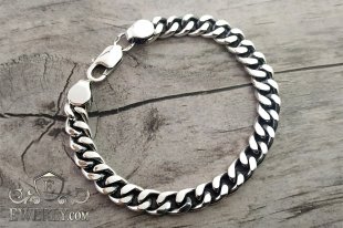 Men's bracelet "Carapace" of sterling silver, фото
