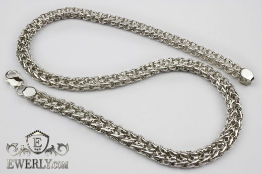 Big men's chain "Double stream (seagull)" of sterling silver, фото