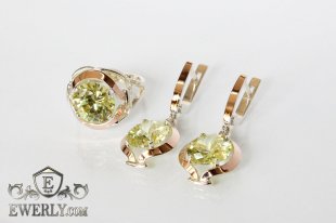 Set : earring of sterling silvers and ring of sterling silver, фото