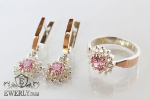Kit : earring of  silvers and ring of  silver, фото