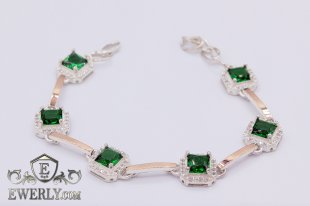 Bracelet "Casting with stones No.1" of sterling silver for women, фото