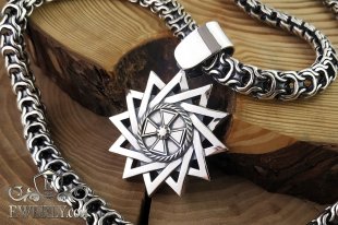 Thick silver chain with pendant "Star of Erzgamma", фото