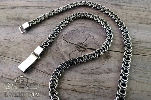 Thick chain "Ramses" of sterling silver for men, фото
