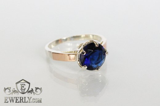 Ring of sterling silver with stones for women, фото