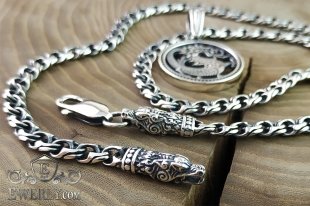 Silver chain with pendant "Dragon", фото