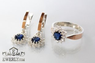 Kit : earring of  silvers and ring of  silver, фото