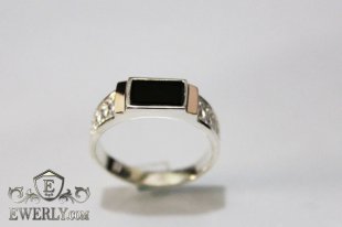 Men's ring of sterling silver with stones, фото
