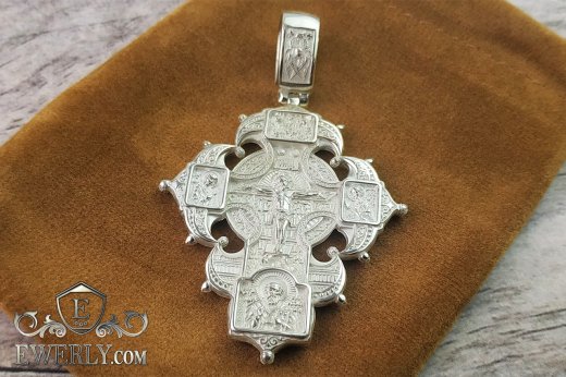 Big cross of sterling silver for men, фото