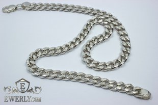 Thick chain "Carapace" of sterling silver for men, фото