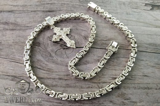 Kit : chain and pendant of  silver "David", фото