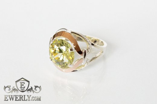 Ring of sterling silver with stones for women, фото