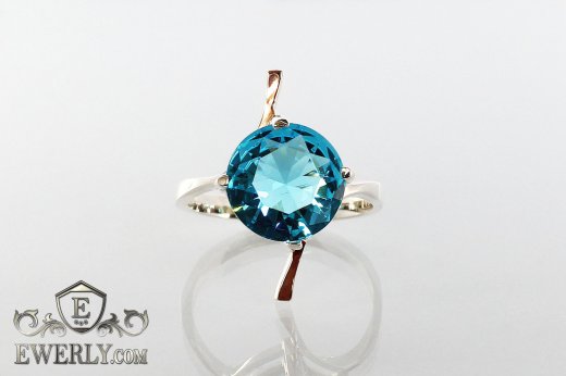 Women's ring of sterling silver with stones, фото