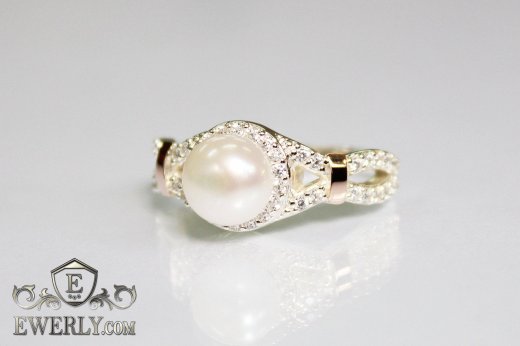 Ring of sterling silver with stones for women, фото