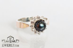 Ring of sterling silver with stones for women, фото
