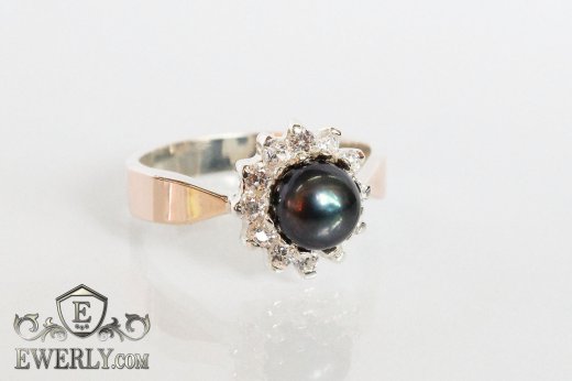 Ring of sterling silver with stones for women, фото