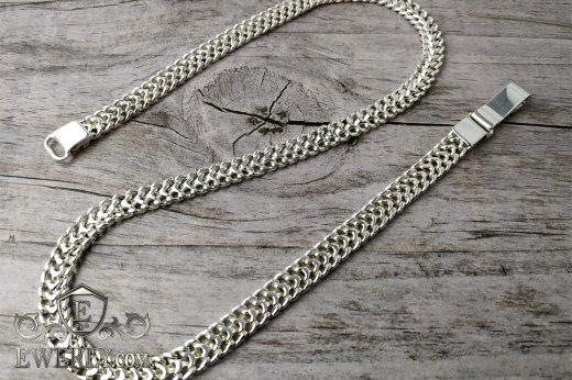 Chain "Tractor (double carapace)" of  silver, фото