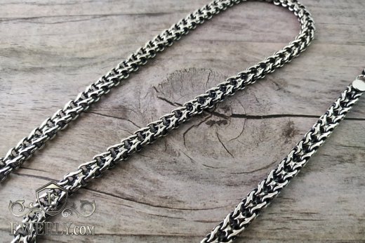Chain "Double stream (seagull)" of sterling silver for men, фото