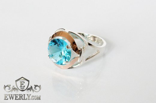 Women's ring of  silver with stones, фото