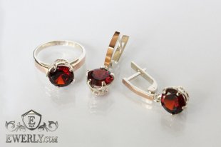 Kit : earring of sterling silvers and ring of sterling silver, фото